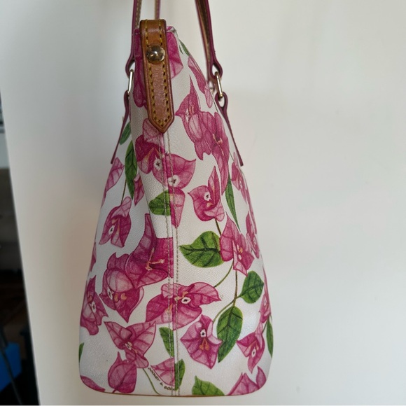 Dooney & Bourke Bougainvillea Zip Top Shopper Bag Purse Tote Pink Floral - Picture 2 of 12